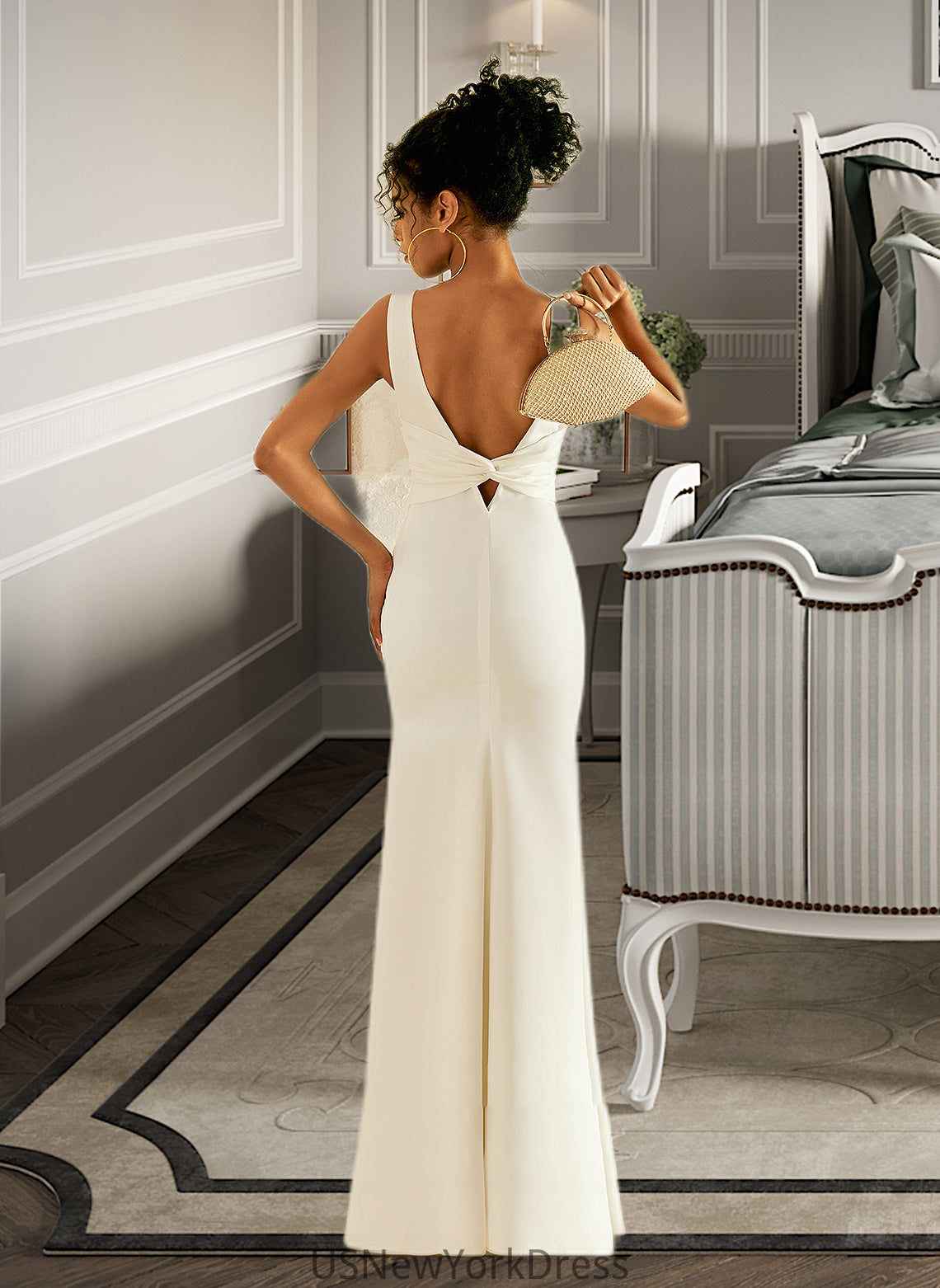 Ansley Trumpet/Mermaid Scoop Neck Floor-Length Wedding Dress DJP0013727