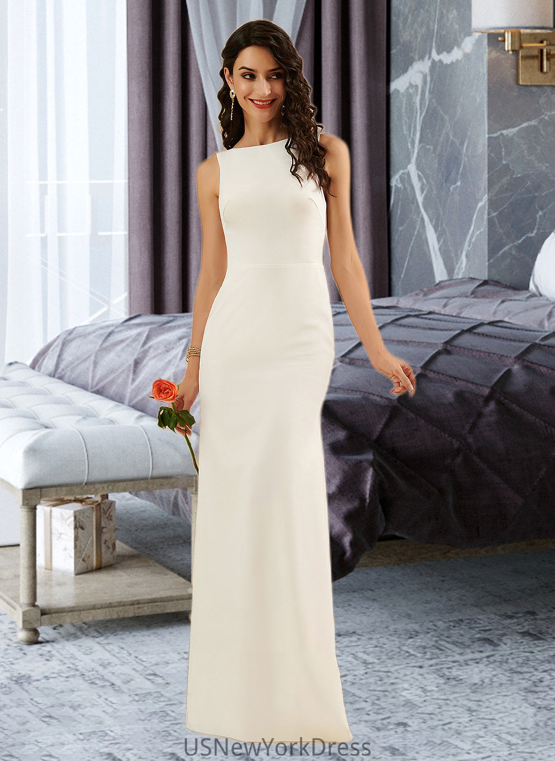 Raven Trumpet/Mermaid Floor-Length Wedding Dress DJP0013762