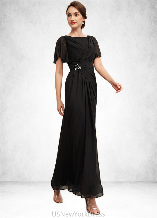 Stephanie A-Line Scoop Neck Ankle-Length Chiffon Mother of the Bride Dress With Ruffle Beading DJ126P0014533