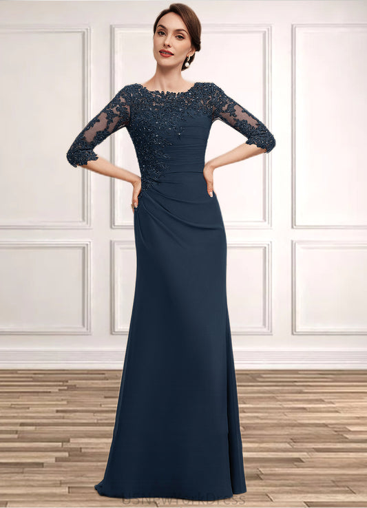 Hadley A-Line Scoop Neck Floor-Length Chiffon Lace Mother of the Bride Dress With Ruffle Beading Sequins DJ126P0014536