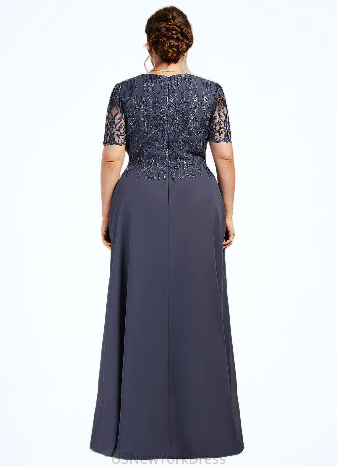 Andrea A-Line Scoop Neck Floor-Length Chiffon Lace Mother of the Bride Dress DJ126P0014568