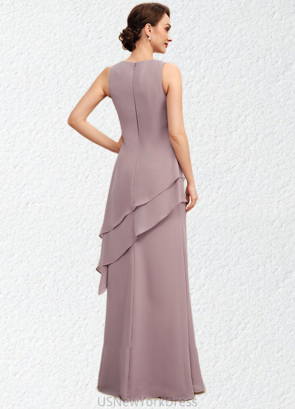 Adyson A-Line Scoop Neck Floor-Length Chiffon Mother of the Bride Dress With Beading DJ126P0014593