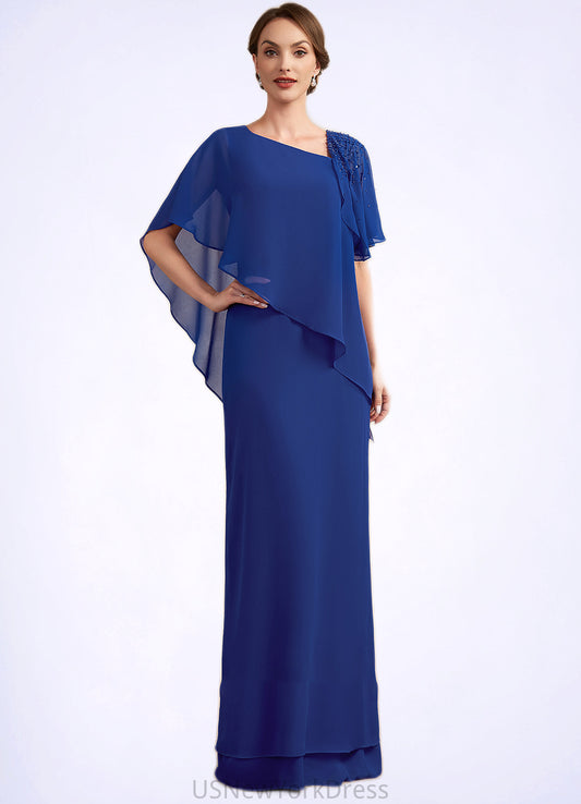 Desirae A-Line V-neck Floor-Length Chiffon Mother of the Bride Dress With Beading Sequins DJ126P0014600