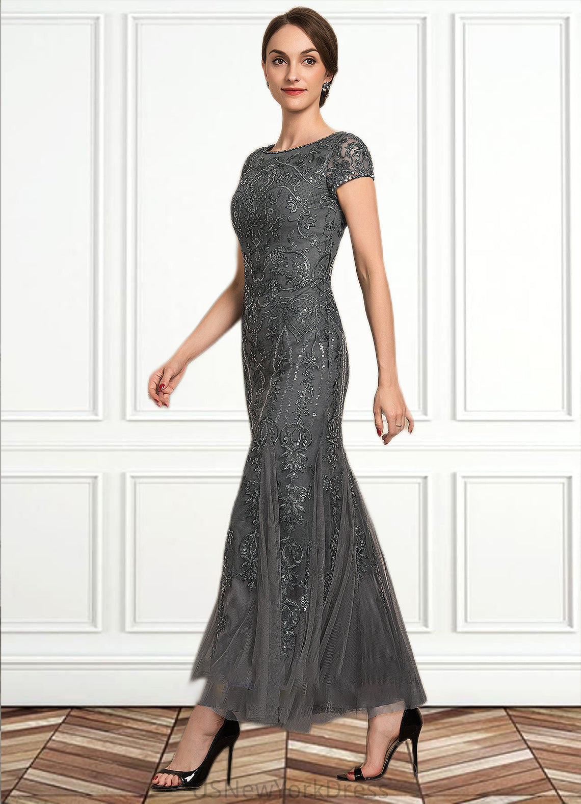 Alexandra Trumpet/Mermaid Scoop Neck Ankle-Length Tulle Lace Sequined Mother of the Bride Dress With Beading Sequins DJ126P0014602