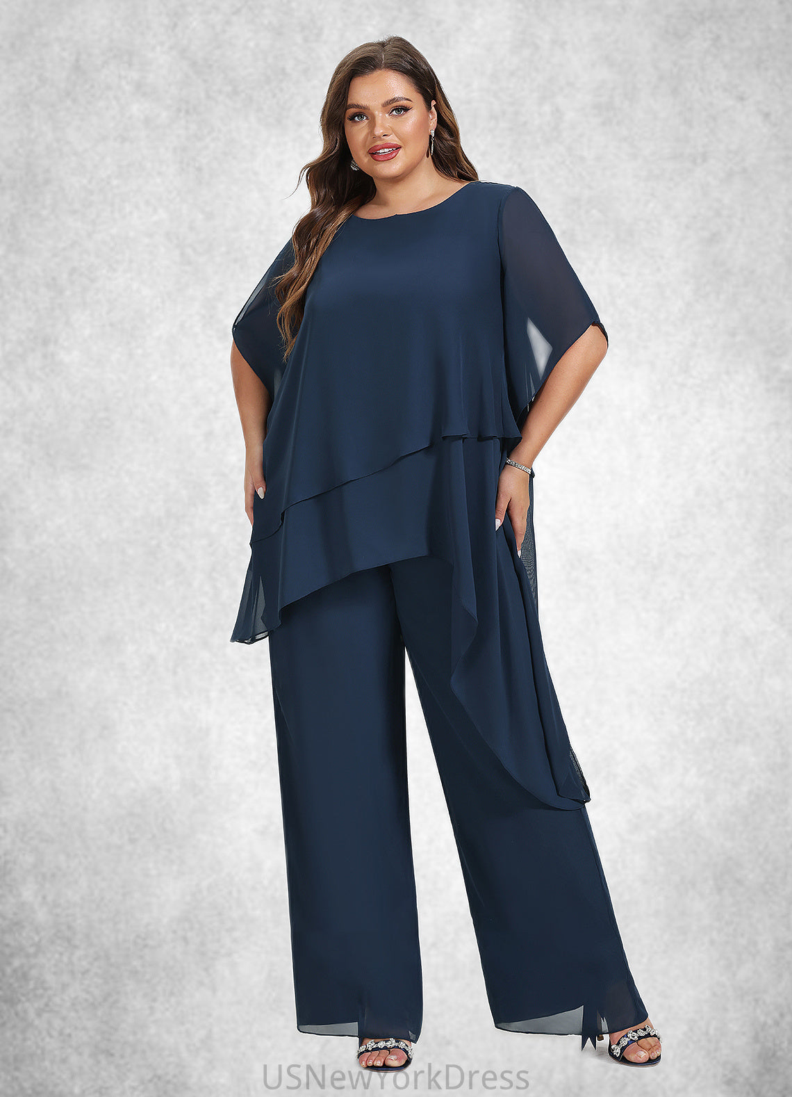 Dylan Jumpsuit/Pantsuit Scoop Neck Ankle-Length Chiffon Mother of the Bride Dress DJ126P0014607