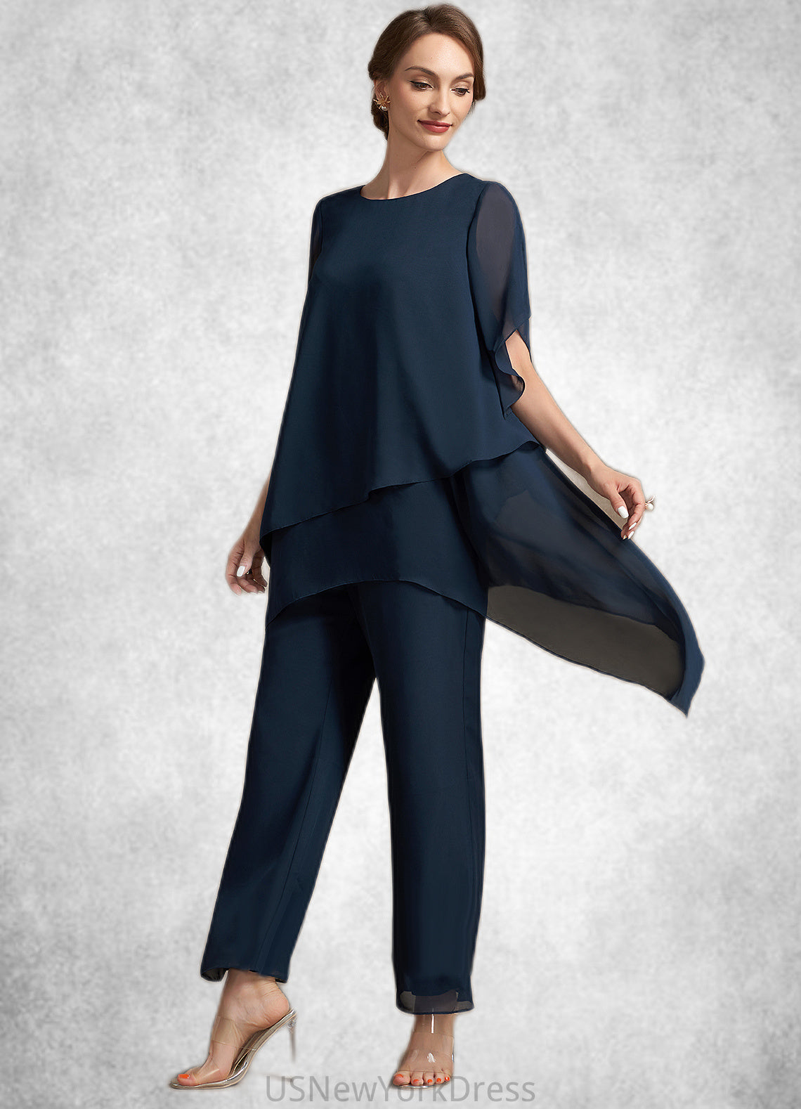 Dylan Jumpsuit/Pantsuit Scoop Neck Ankle-Length Chiffon Mother of the Bride Dress DJ126P0014607