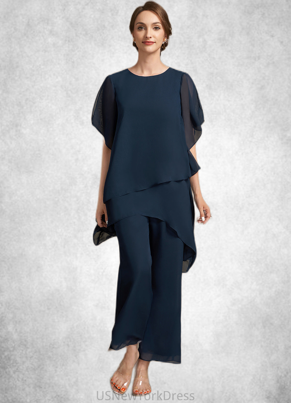 Dylan Jumpsuit/Pantsuit Scoop Neck Ankle-Length Chiffon Mother of the Bride Dress DJ126P0014607