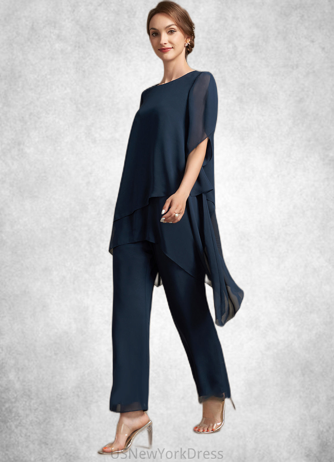 Dylan Jumpsuit/Pantsuit Scoop Neck Ankle-Length Chiffon Mother of the Bride Dress DJ126P0014607