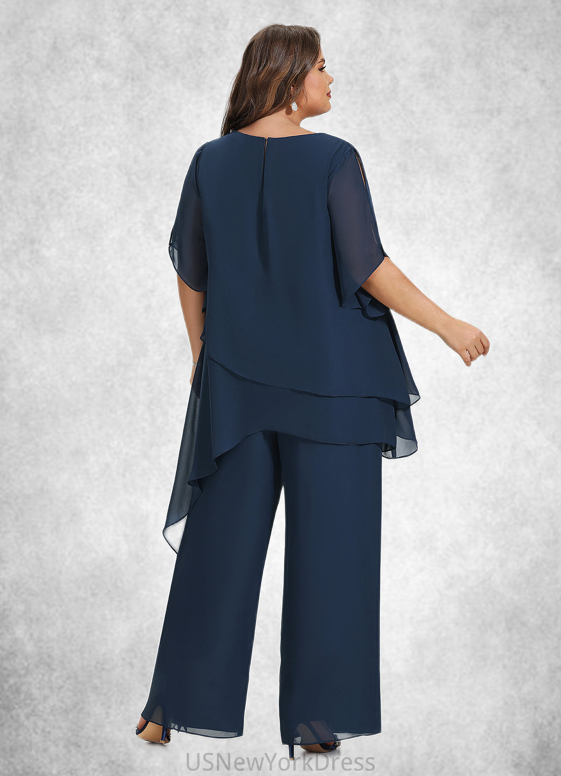 Dylan Jumpsuit/Pantsuit Scoop Neck Ankle-Length Chiffon Mother of the Bride Dress DJ126P0014607