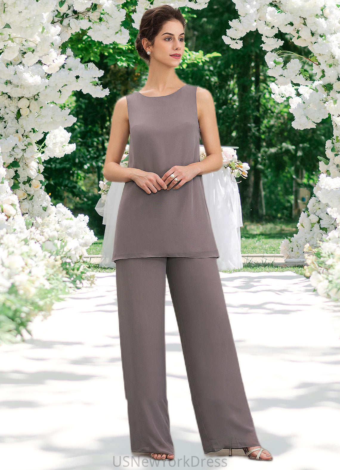 Marianna Jumpsuit/Pantsuit Scoop Neck Floor-Length Chiffon Mother of the Bride Dress DJ126P0014629