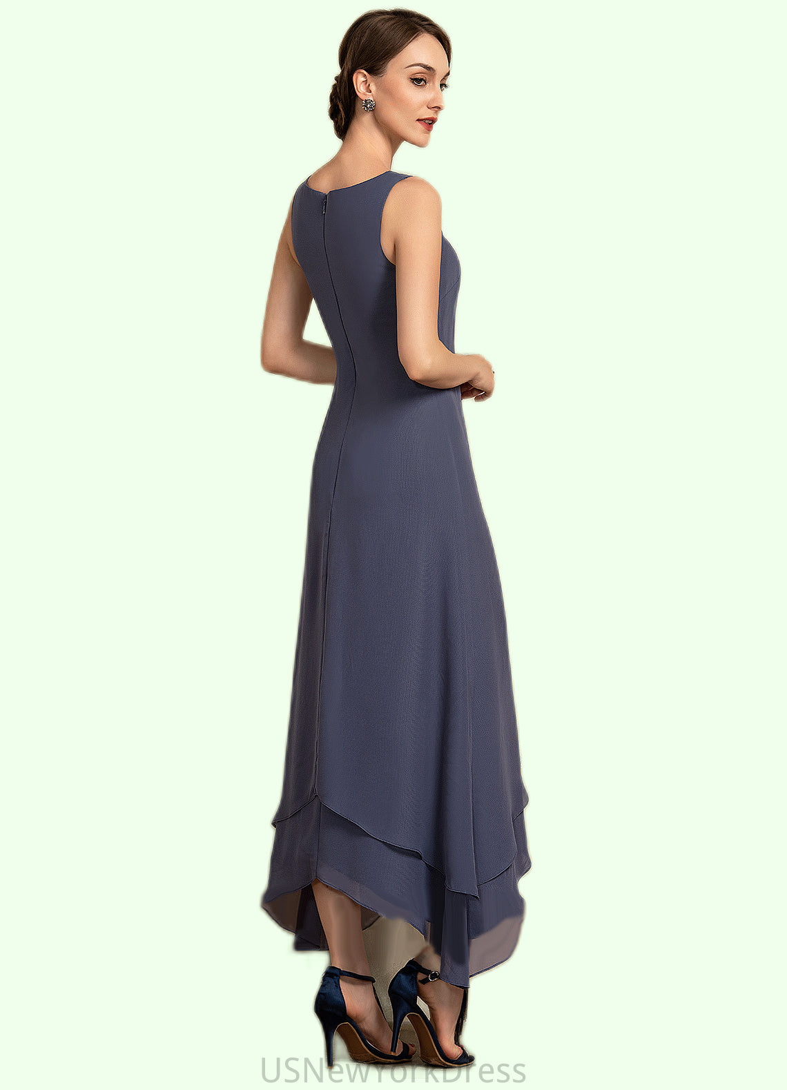 Alyson A-line V-Neck Ankle-Length Chiffon Mother of the Bride Dress With Beading DJ126P0014655