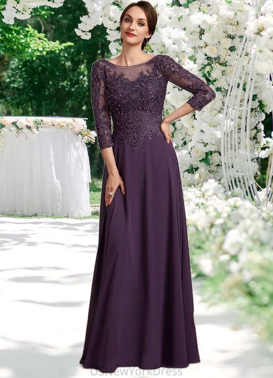 Claire A-Line Scoop Neck Floor-Length Chiffon Lace Mother of the Bride Dress With Sequins DJ126P0014670