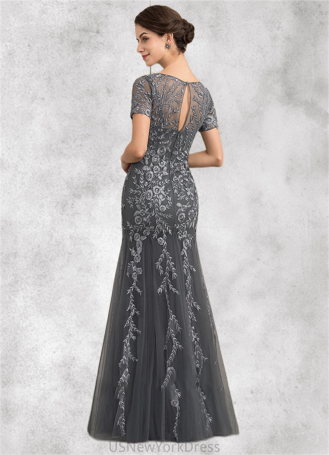 Rosie Trumpet/Mermaid Scoop Neck Floor-Length Tulle Lace Mother of the Bride Dress With Beading Sequins DJ126P0014767