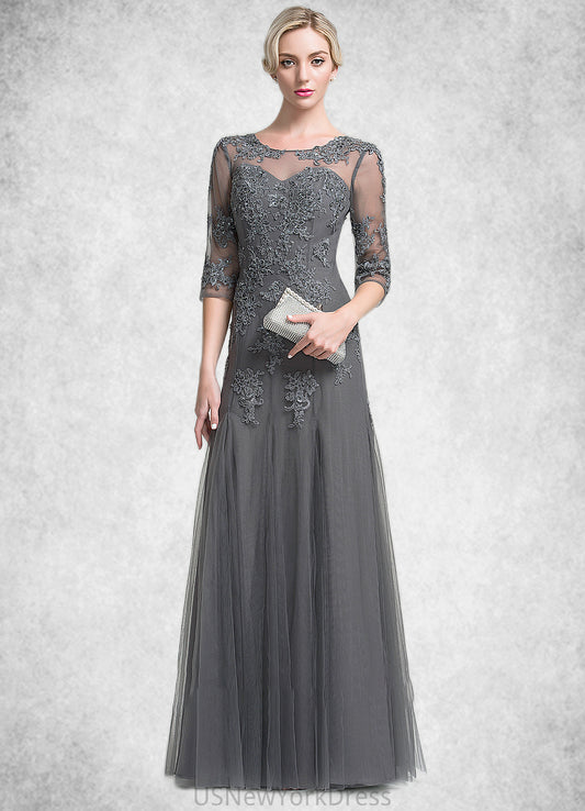 Sophia A-Line/Princess Scoop Neck Floor-Length Tulle Mother of the Bride Dress With Beading Sequins DJ126P0014782