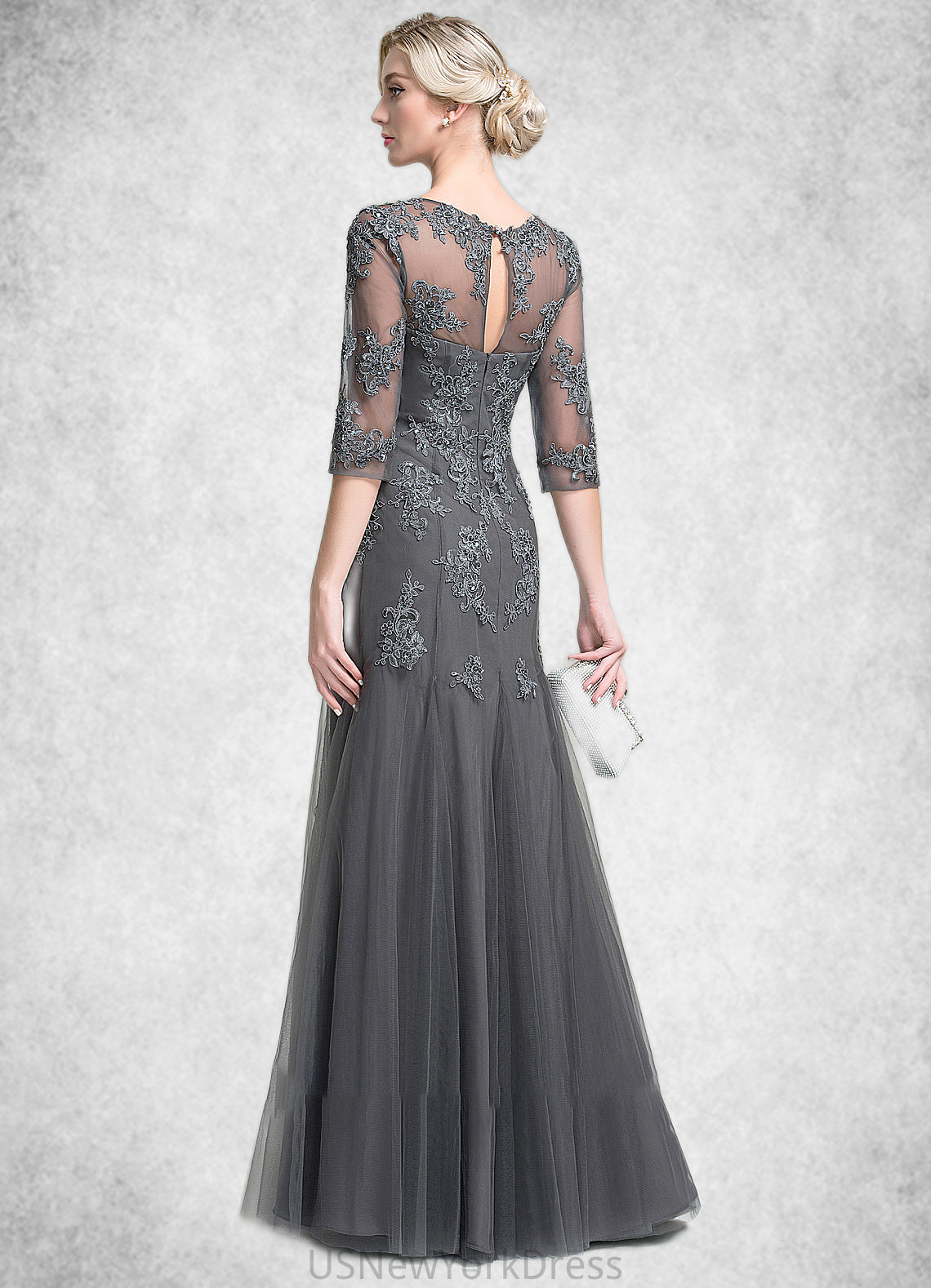 Sophia A-Line/Princess Scoop Neck Floor-Length Tulle Mother of the Bride Dress With Beading Sequins DJ126P0014782