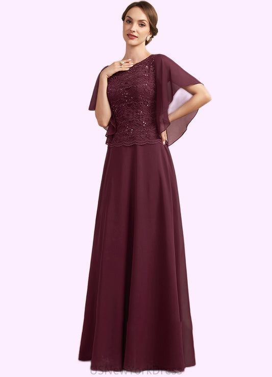 Arielle A-Line Scoop Neck Floor-Length Chiffon Lace Mother of the Bride Dress With Sequins DJ126P0014834