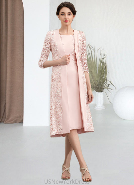 Lucy Sheath/Column Scoop Neck Knee-Length Lace Stretch Crepe Mother of the Bride Dress DJ126P0014843