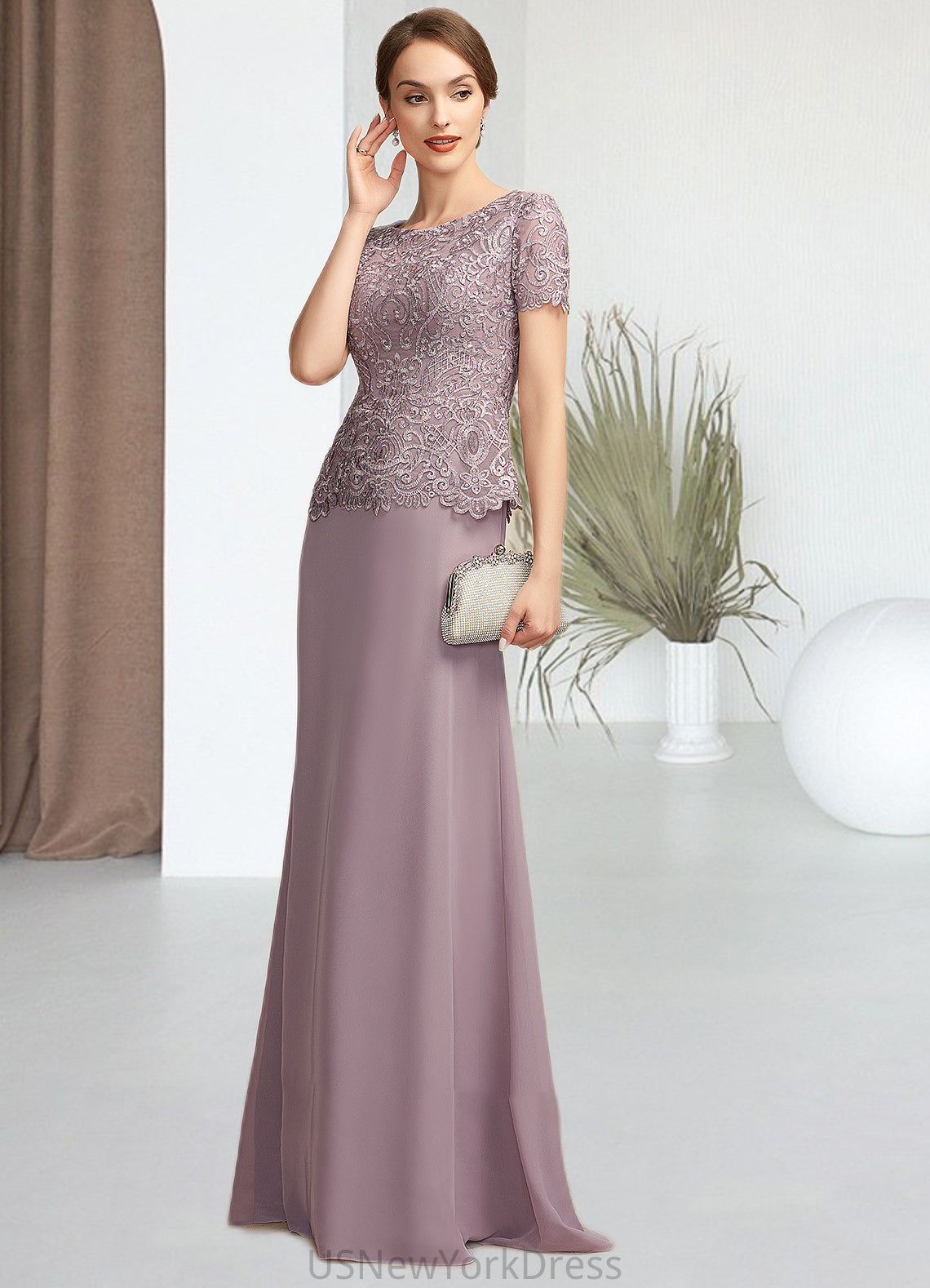 Julianne A-Line Scoop Neck Floor-Length Chiffon Lace Mother of the Bride Dress DJ126P0014846