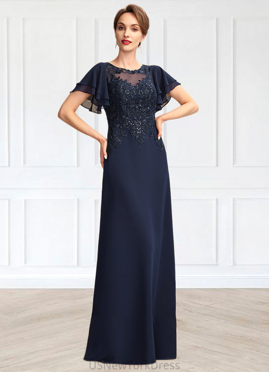 Elaine A-Line Scoop Neck Floor-Length Chiffon Lace Mother of the Bride Dress With Sequins DJ126P0014857