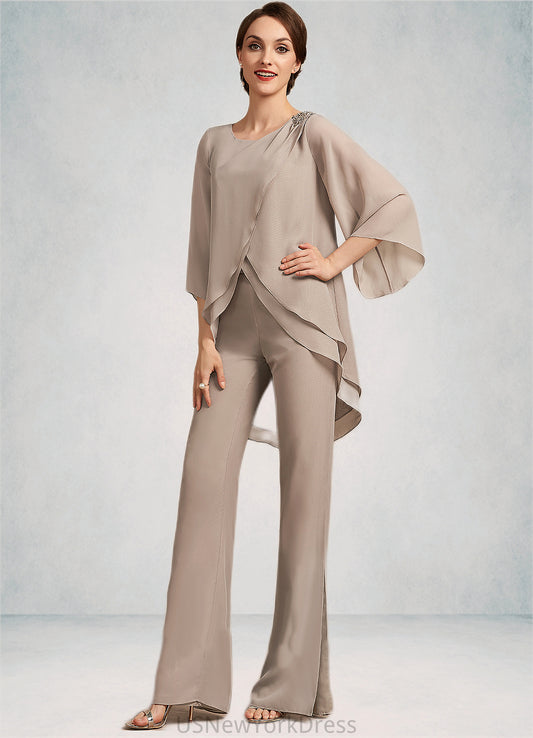 Anabel Jumpsuit/Pantsuit Scoop Neck Floor-Length Chiffon Mother of the Bride Dress DJ126P0014864