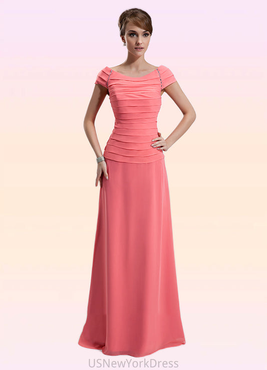 Alisa A-Line Scoop Neck Floor-Length Chiffon Mother of the Bride Dress With Ruffle Beading DJ126P0014872