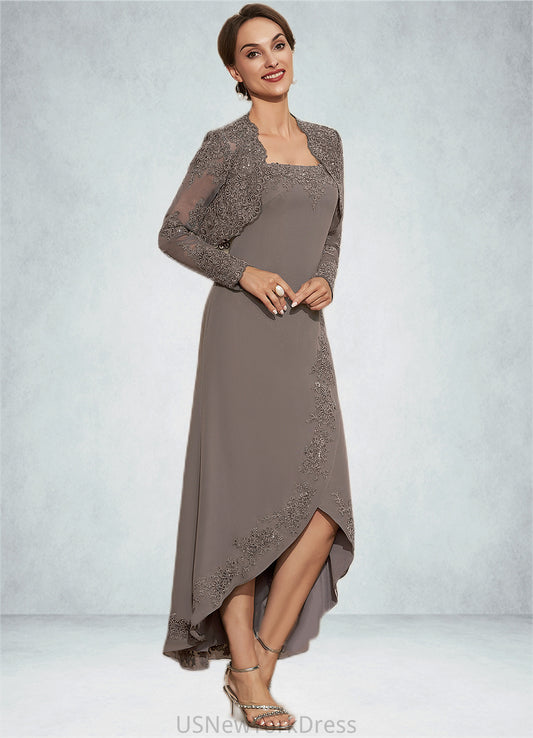 Lucy A-Line Square Neckline Asymmetrical Chiffon Mother of the Bride Dress With Appliques Lace Sequins DJ126P0014888