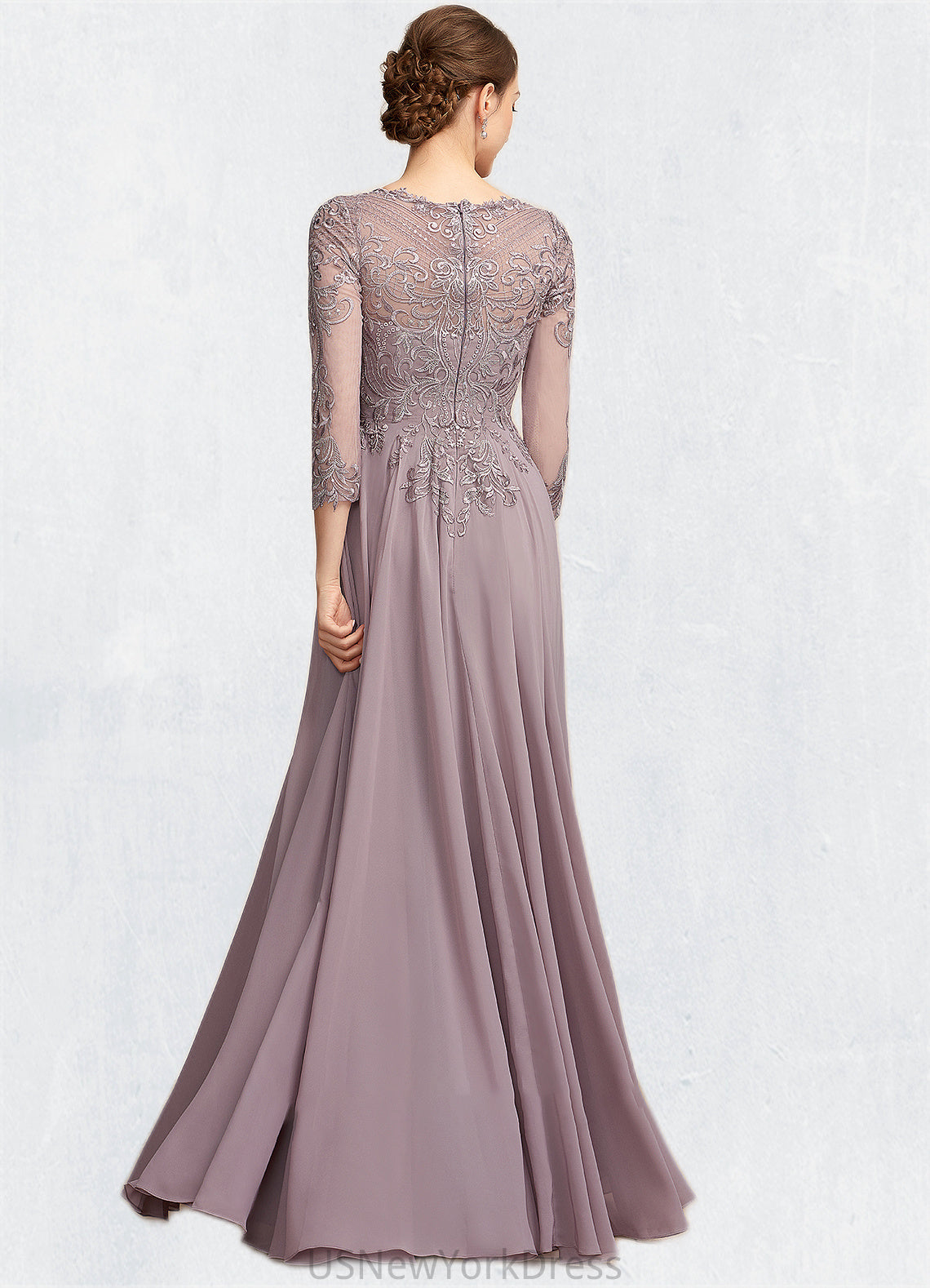 Alani A-Line Scoop Neck Floor-Length Chiffon Lace Mother of the Bride Dress With Sequins DJ126P0014918