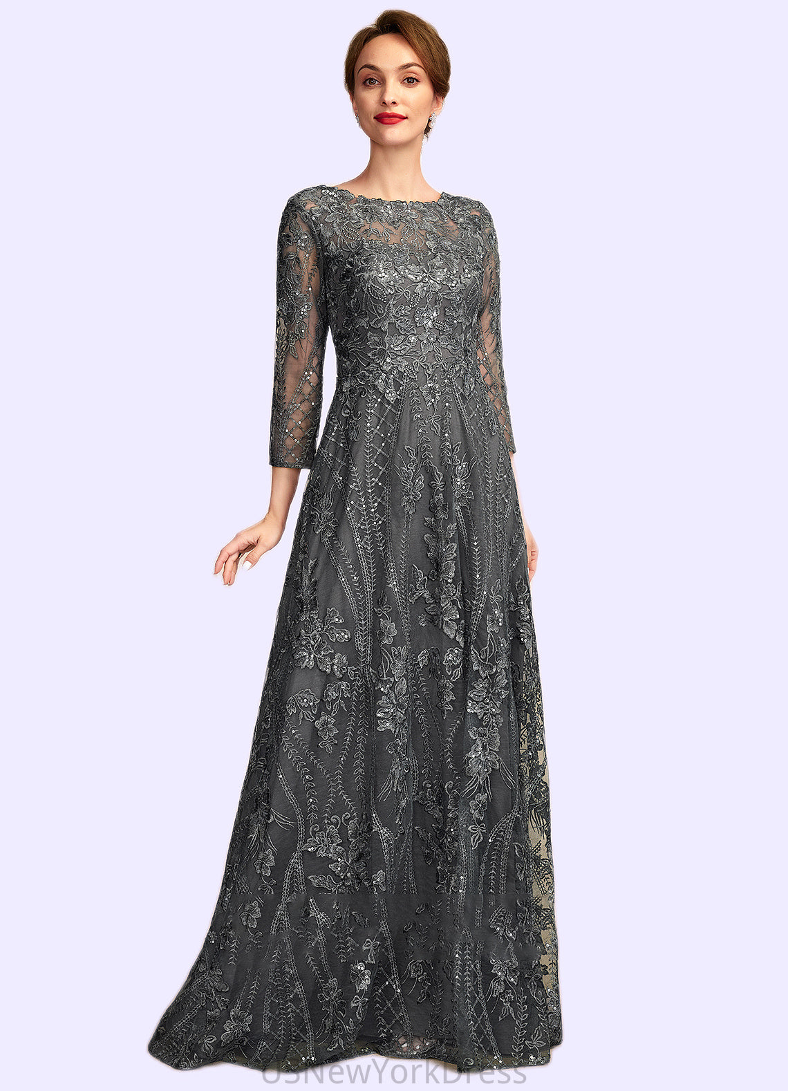 Lexi A-Line Scoop Neck Floor-Length Lace Mother of the Bride Dress With Sequins DJ126P0014939