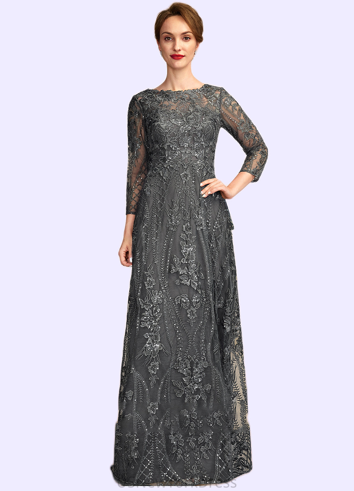 Lexi A-Line Scoop Neck Floor-Length Lace Mother of the Bride Dress With Sequins DJ126P0014939