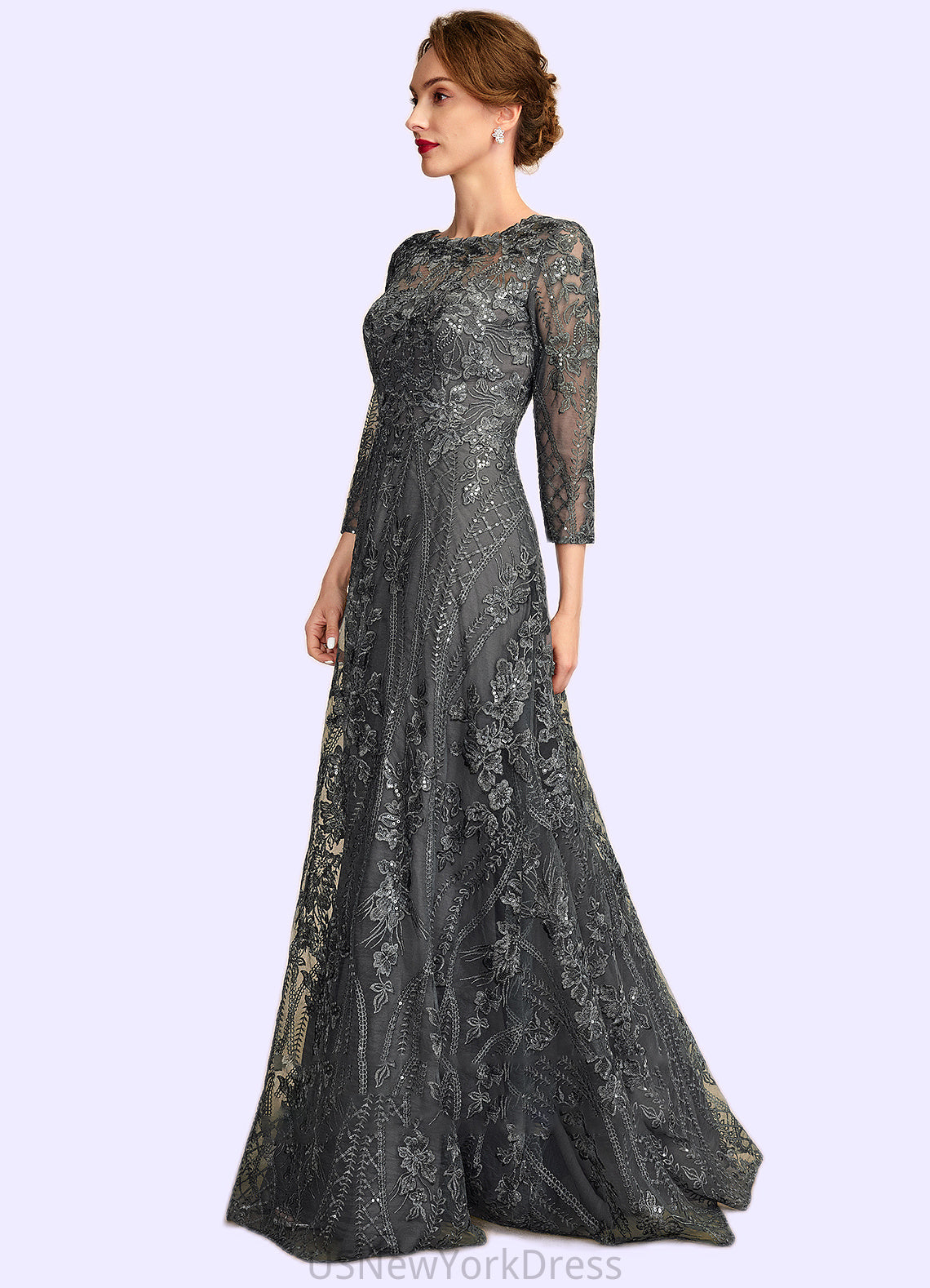 Lexi A-Line Scoop Neck Floor-Length Lace Mother of the Bride Dress With Sequins DJ126P0014939