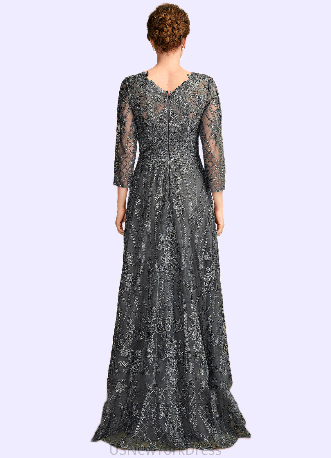 Lexi A-Line Scoop Neck Floor-Length Lace Mother of the Bride Dress With Sequins DJ126P0014939