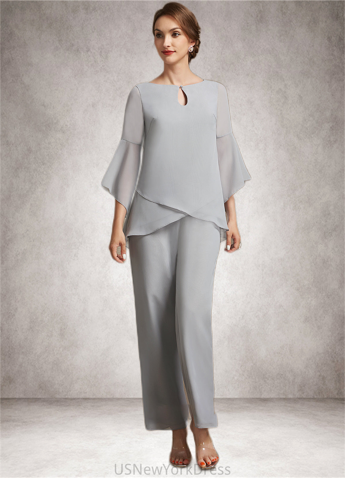 Makena Jumpsuit/Pantsuit Scoop Neck Ankle-Length Chiffon Mother of the Bride Dress DJ126P0014958