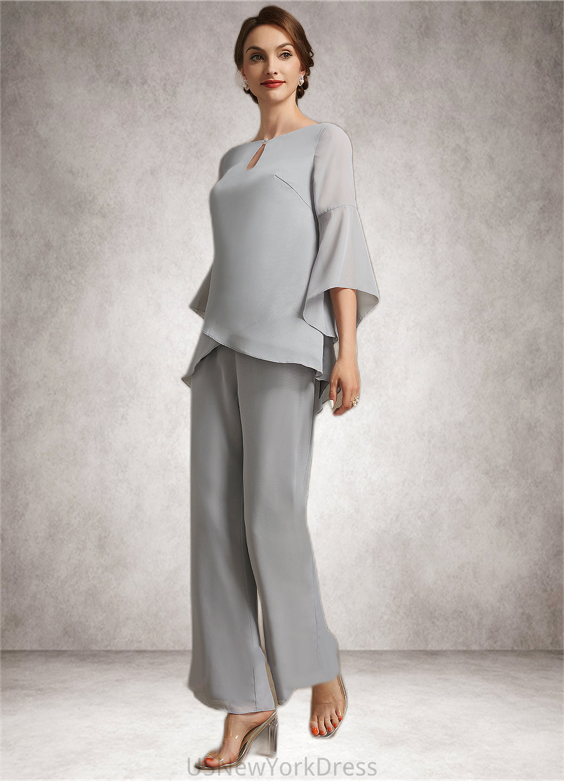 Makena Jumpsuit/Pantsuit Scoop Neck Ankle-Length Chiffon Mother of the Bride Dress DJ126P0014958