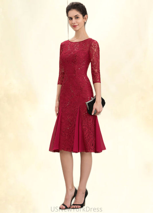 Gill A-Line Scoop Neck Knee-Length Lace Mother of the Bride Dress With Sequins DJ126P0014961