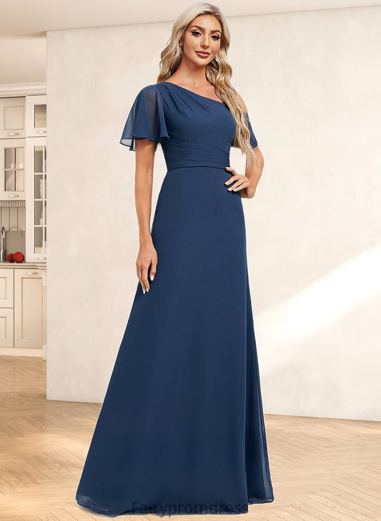 Marianna A-line Asymmetrical Floor-Length Chiffon Bridesmaid Dress With Ruffle DJP0025801