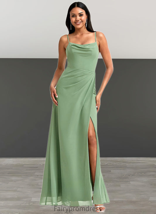 Talia A-line Cowl Floor-Length Chiffon Bridesmaid Dress DJP0025741