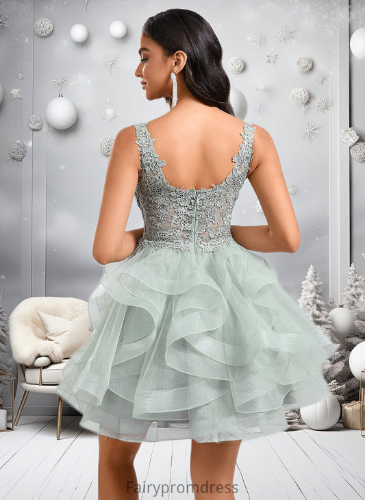 Viviana Ball-Gown/Princess V-Neck Short Tulle Lace Homecoming Dress DJP0025671