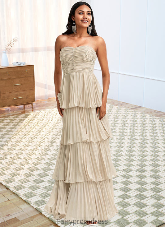 Myah A-line Sweetheart Floor-Length Chiffon Bridesmaid Dress DJP0025762