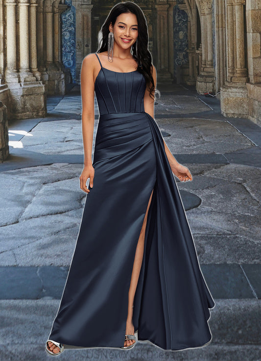 EmeryPiper Sheath/Column Scoop Floor-Length Satin Prom Dresses DJP0022196