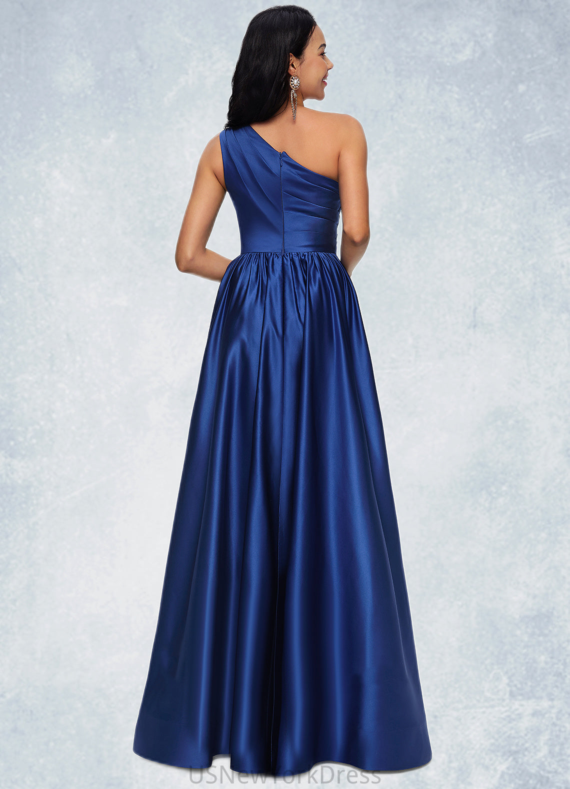 Kiara Ball-Gown/Princess One Shoulder Floor-Length Satin Prom Dresses DJP0022201