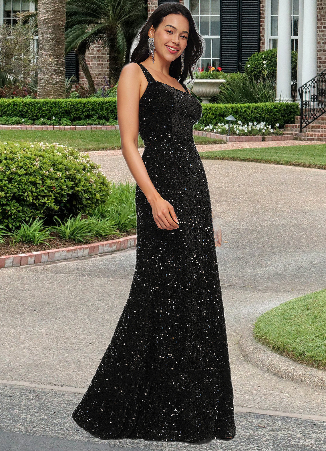 Bryanna Sheath/Column Scoop Floor-Length Sequin Prom Dresses DJP0022228