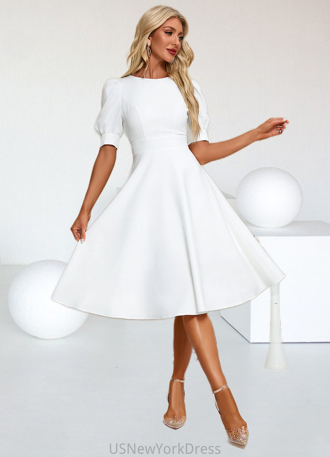 Jenny Scoop Elegant A-line Polyester Midi Dresses DJP0022242