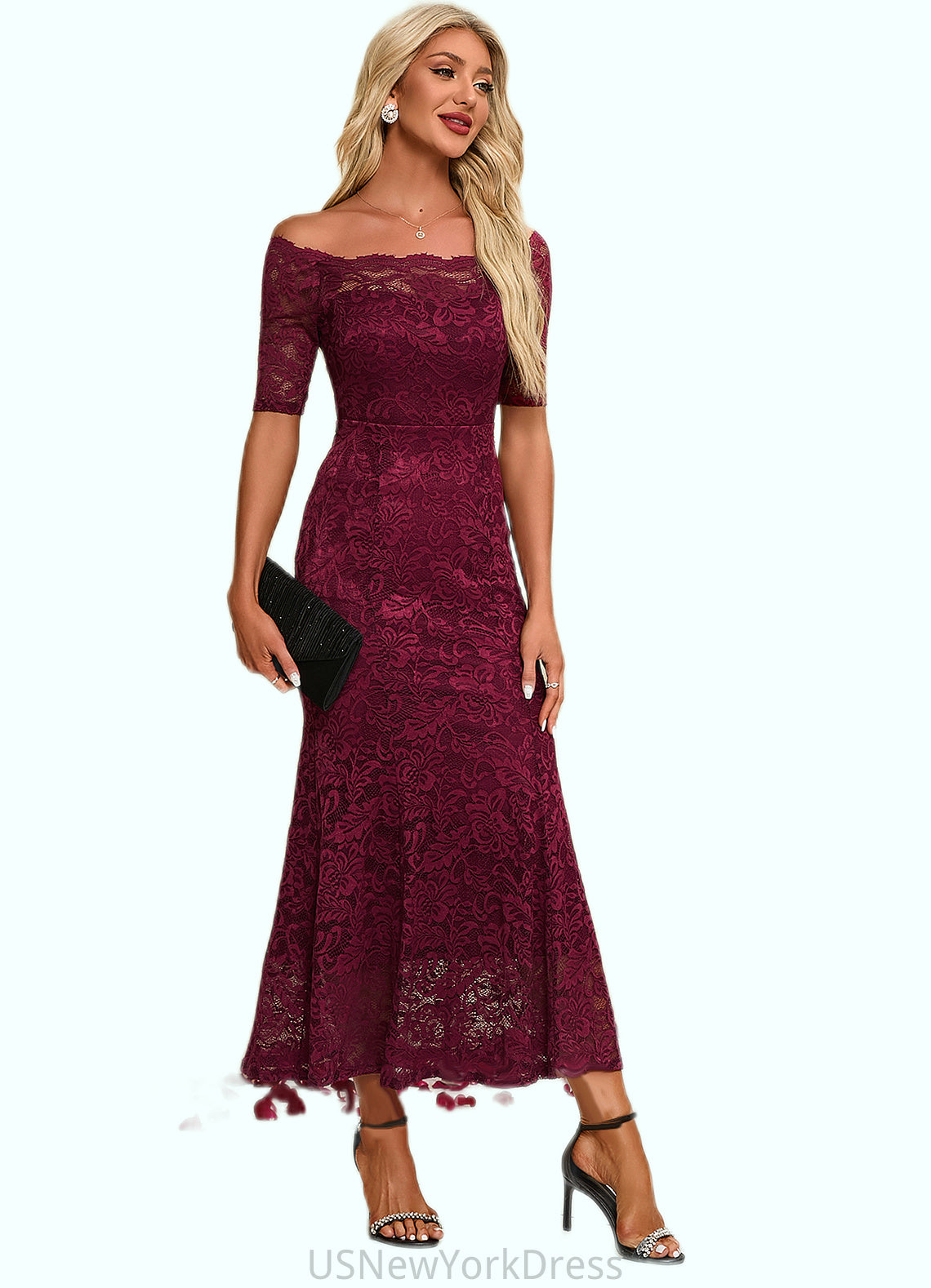 Kyla Boat Neck Elegant Trumpet/Mermaid Lace Maxi Dresses DJP0022251