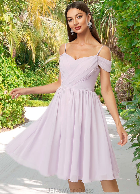 Sheila A-line V-Neck Knee-Length Chiffon Cocktail Dress With Pleated DJP0022367