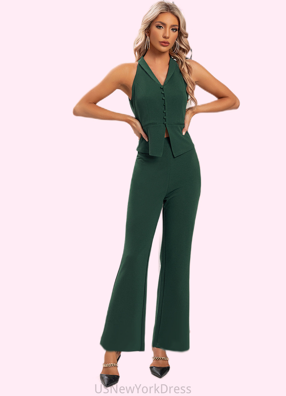 Rosalyn Halter Elegant Separates Polyester Maxi Dresses DJP0022474