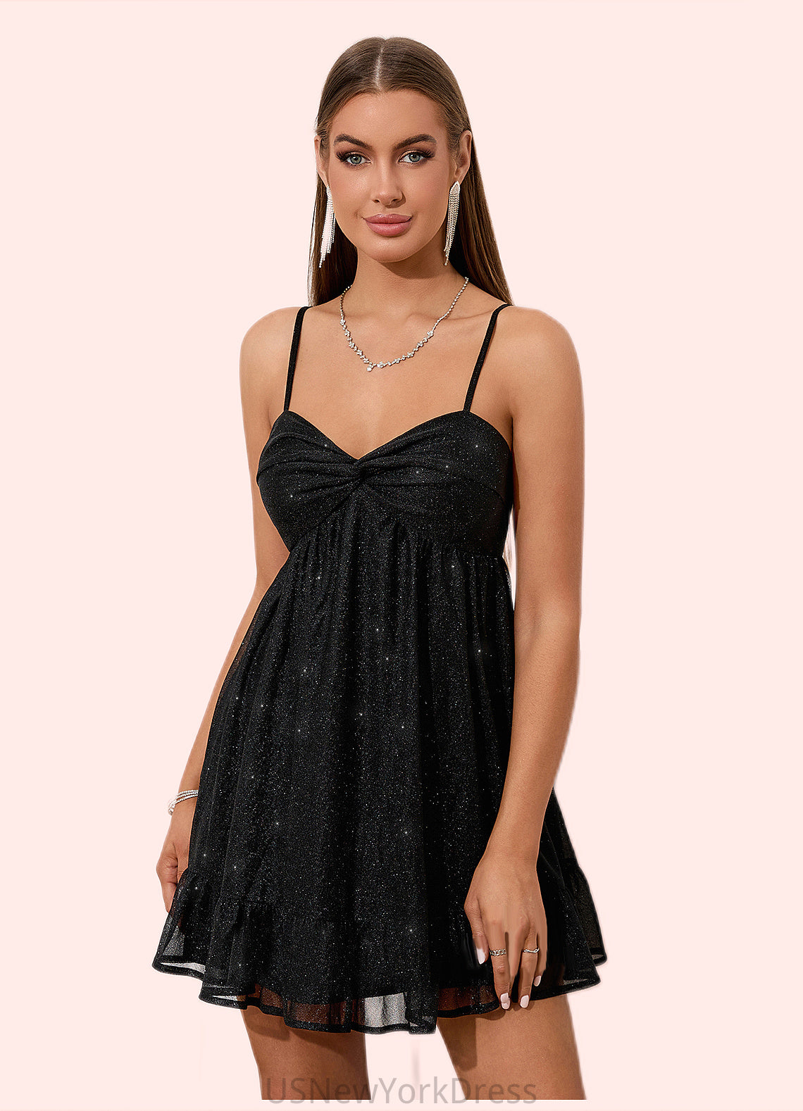 Pearl Bow Sweetheart Sexy A-line Polyester Mini Dresses DJP0022483