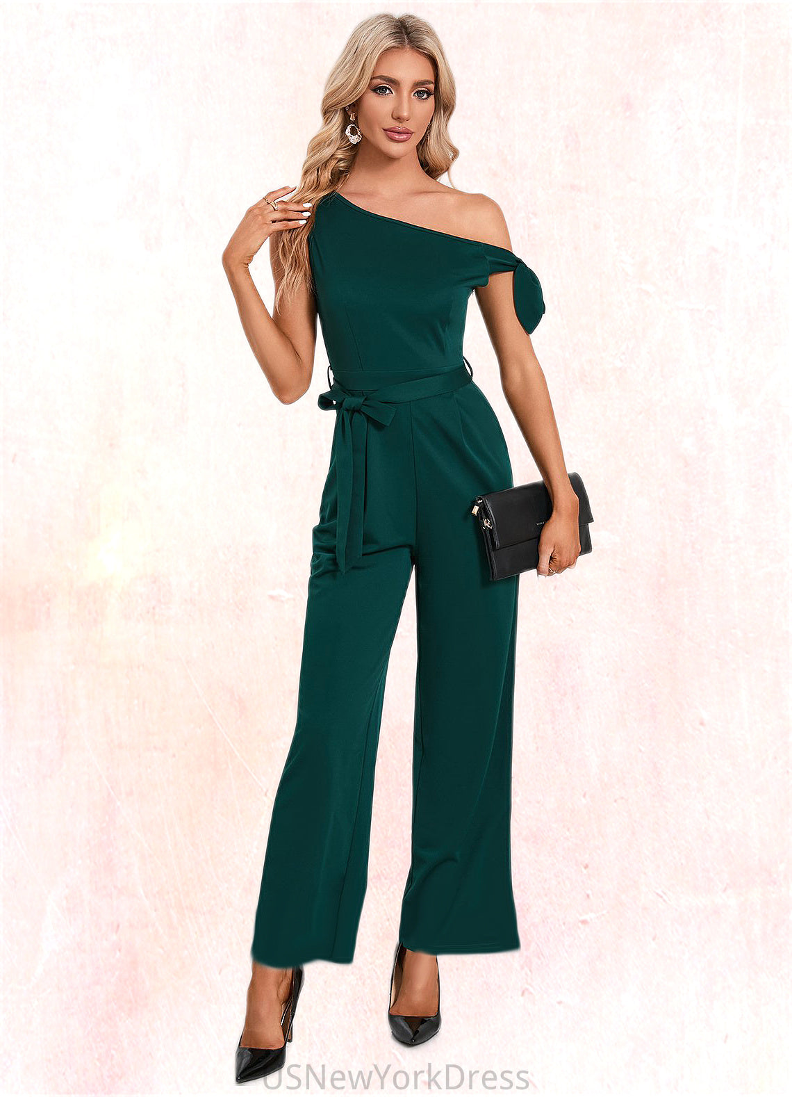 Peggie One Shoulder Elegant Jumpsuit/Pantsuit Cotton Blends Maxi Dresses DJP0022491