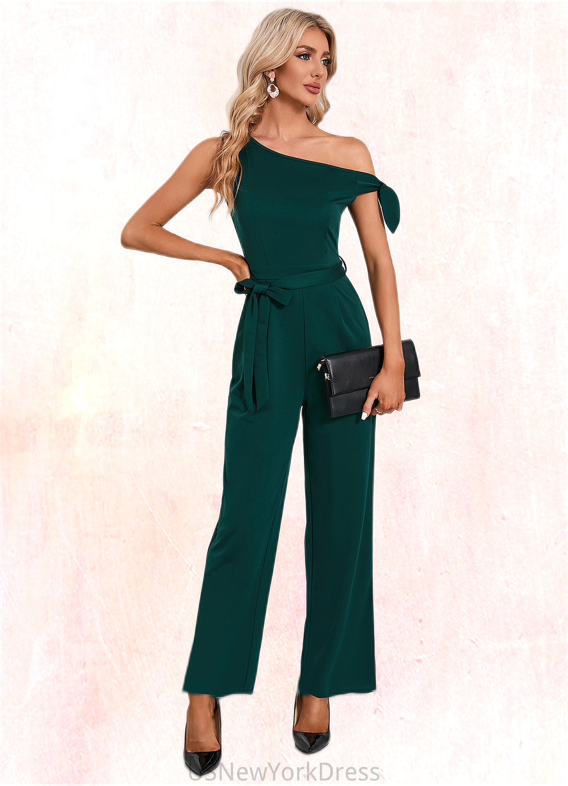 Peggie One Shoulder Elegant Jumpsuit/Pantsuit Cotton Blends Maxi Dresses DJP0022491