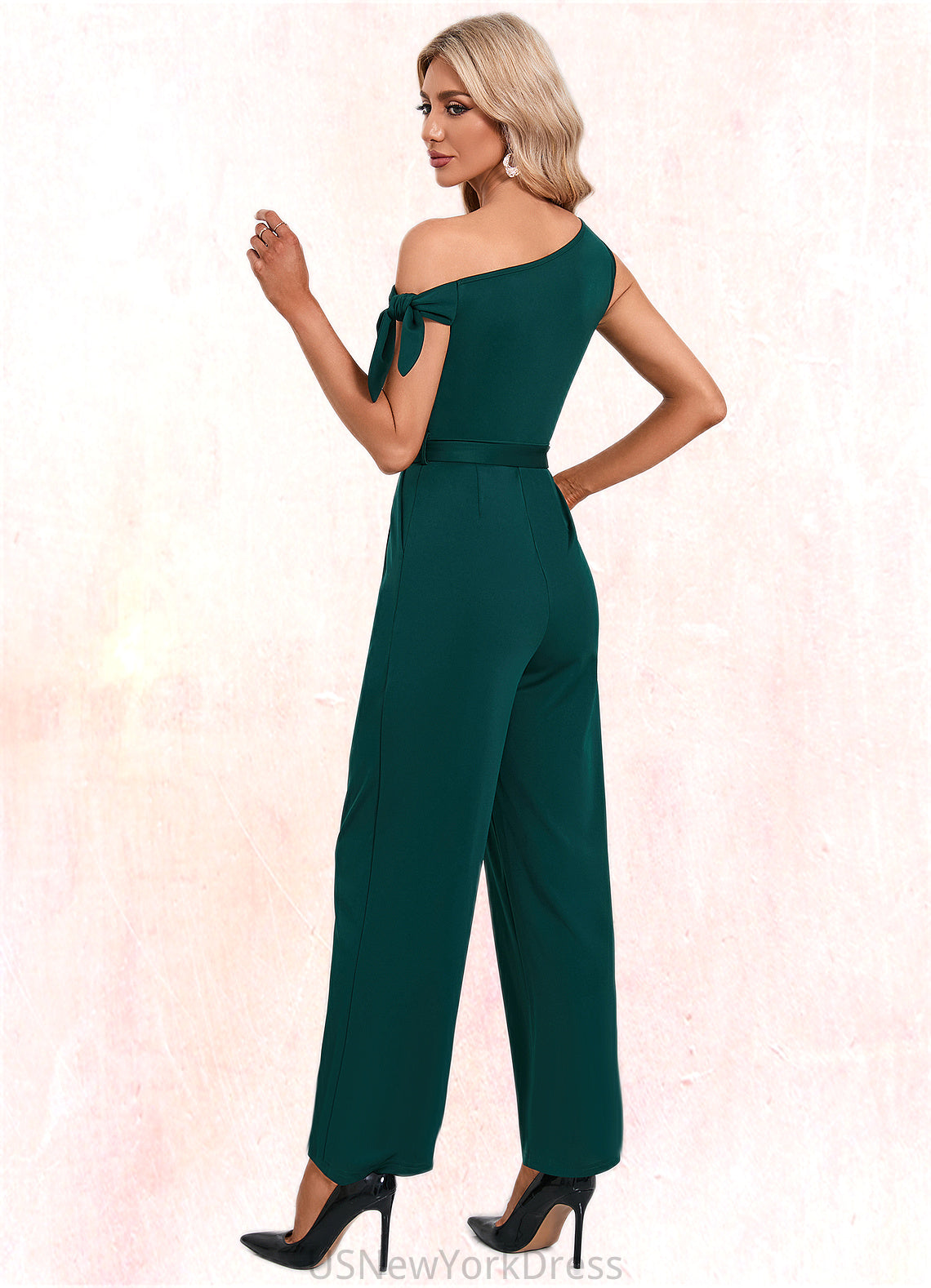 Peggie One Shoulder Elegant Jumpsuit/Pantsuit Cotton Blends Maxi Dresses DJP0022491