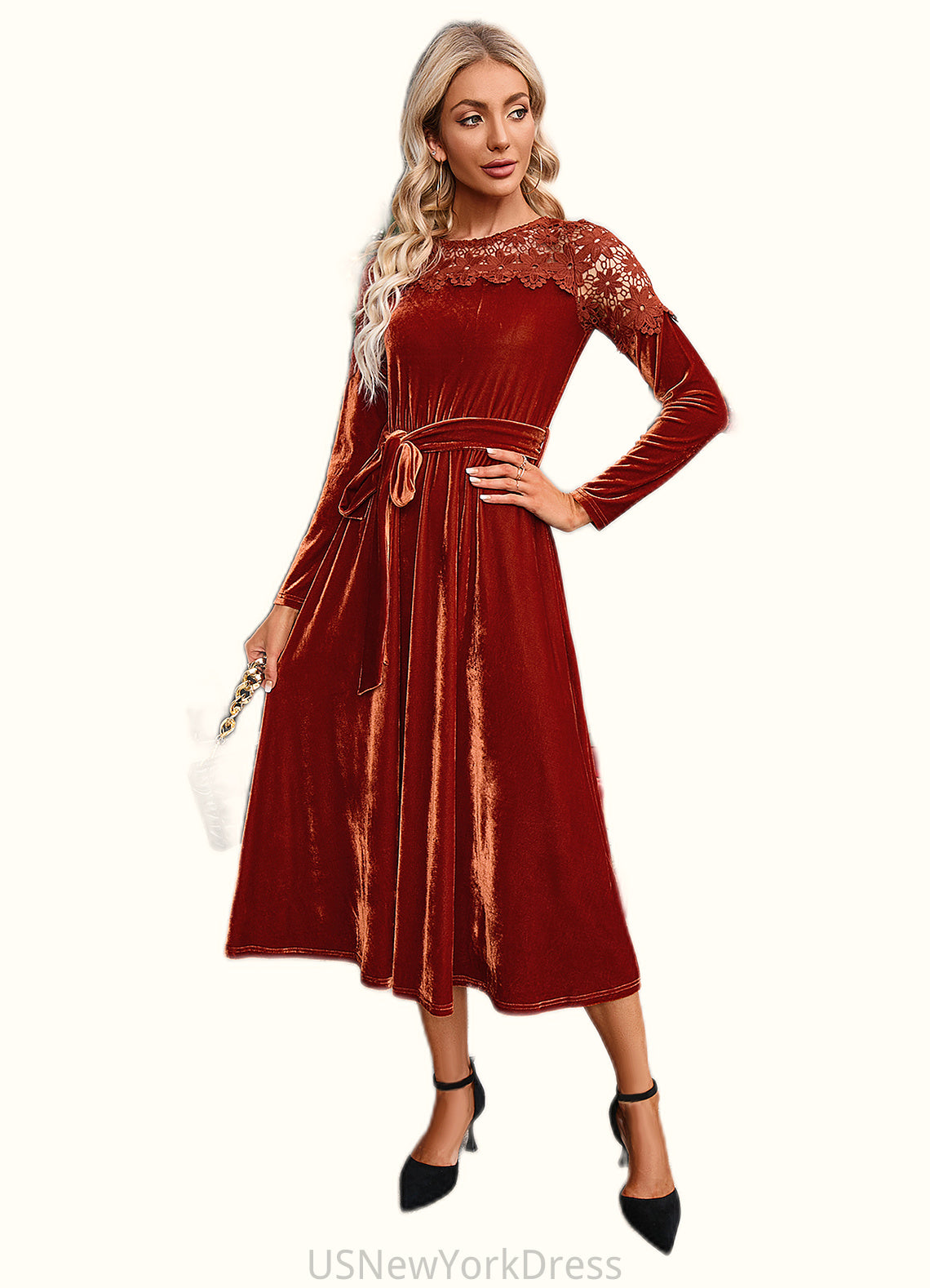 Alyson Scoop Elegant A-line Velvet Dresses DJP0022496